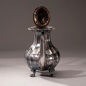 KAFFESERVIS, 3 delar, silver, finska kontrollstämplar, Tavastehus 1947. Total vikt ca 1145 g.