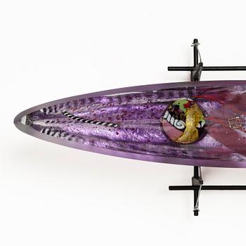 Bertil Vallien, unik skulptur, båt, "Voyage XVII", sandgjutet glas, Kosta Boda.