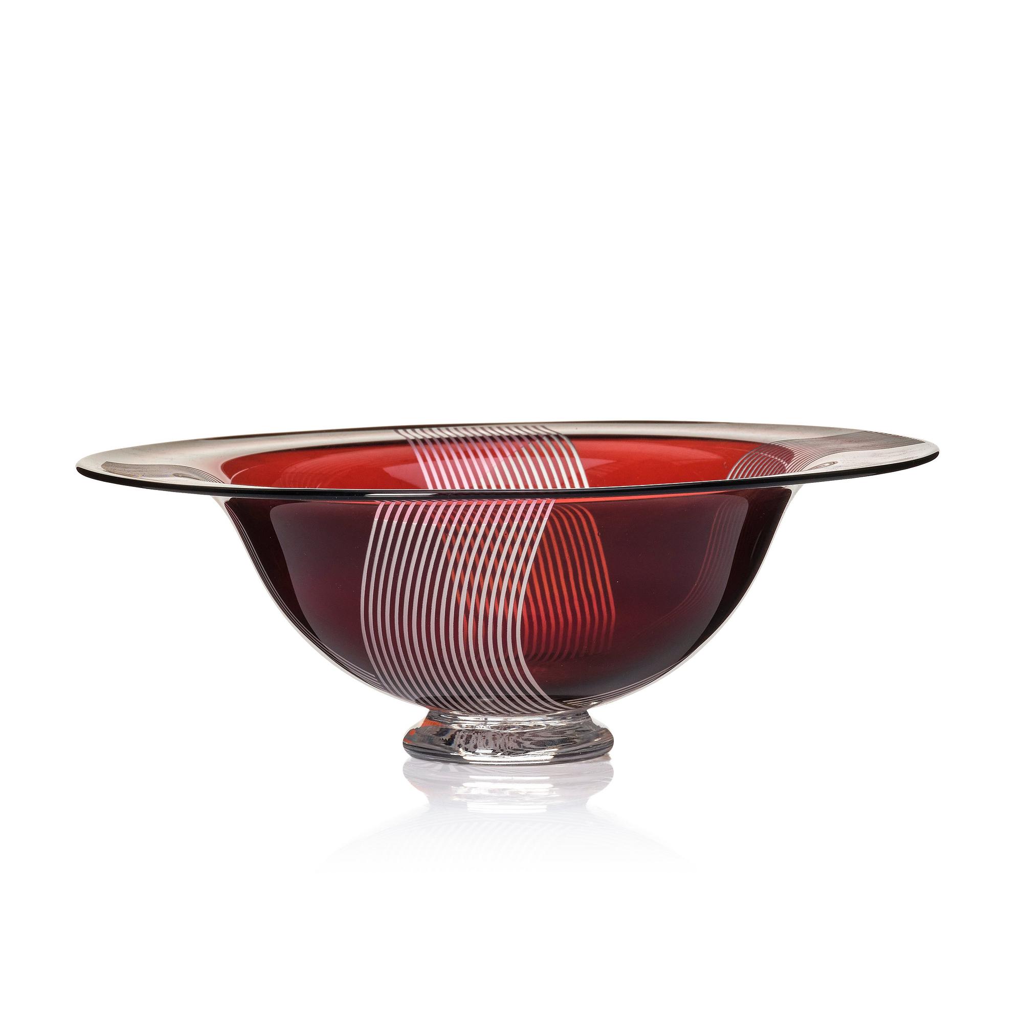 Klas-Göran Tinbäck, a burgundy coloured glass bowl, Sweden 1987, blown by Wilke Adolfsson.