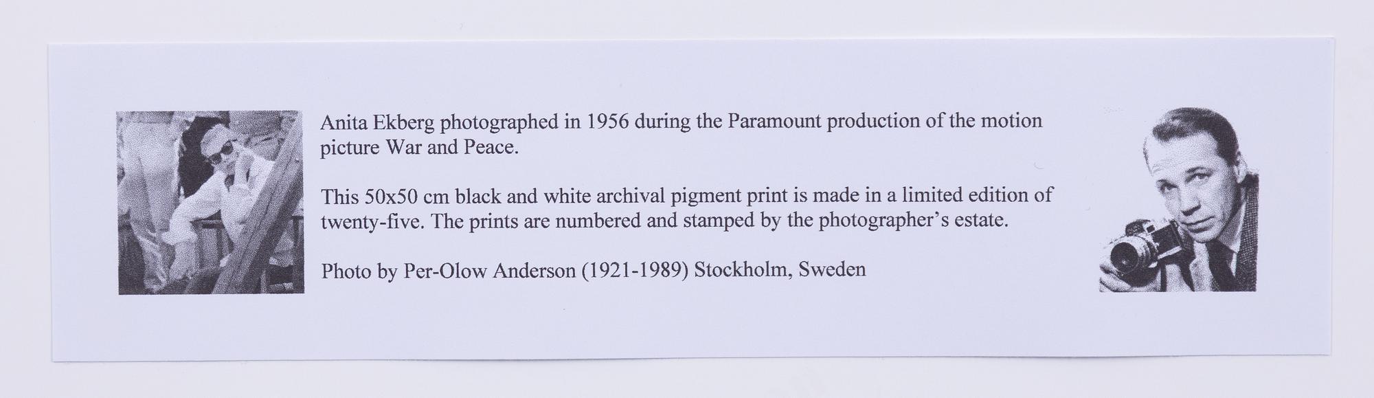 Per-Olow Anderson, "Anita Ekberg", 1956 during the Paramount production of "War and Peace".