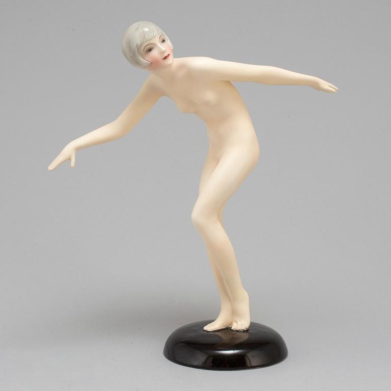 A Goldscheider ceramic figure "Kokettchen",  Germany mid 1900's.