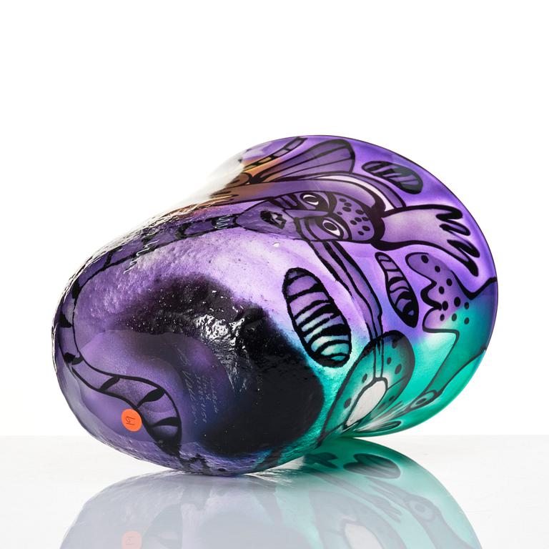 Bertil Vallien, a unique blasted glass bowl, Kosta Boda, Sweden.