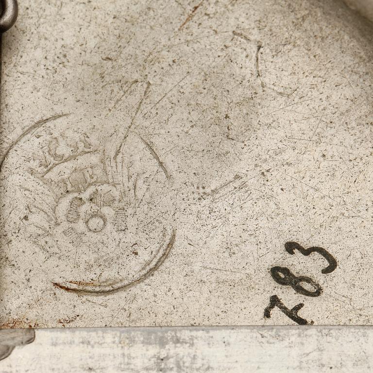 TALLRIKAR, 6 st tenn, bland annat Sven Ekström, Norrköping, 1845.