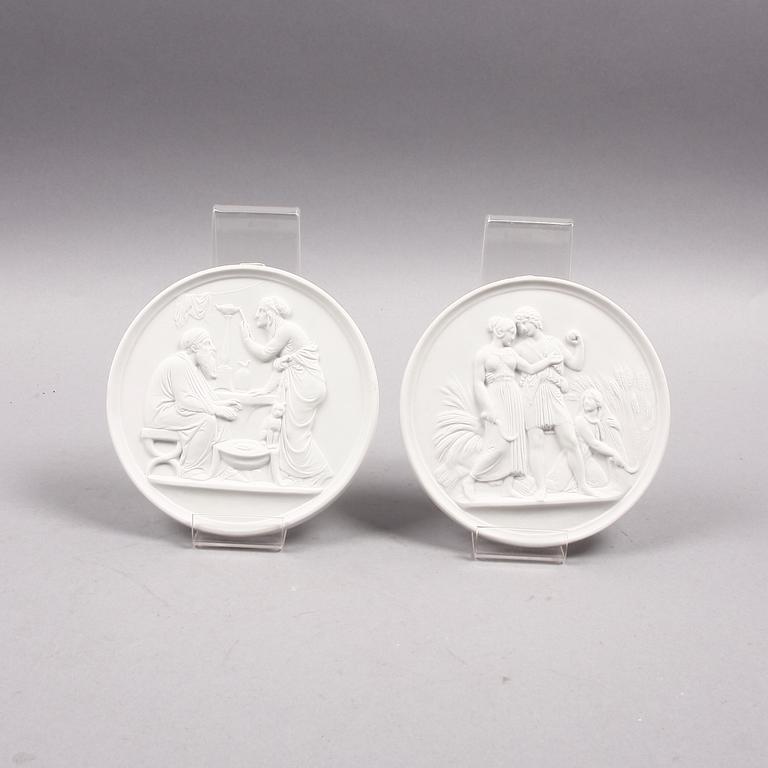 VÄGGRELIEFER, 4 st, parian, Bing & Gröndahl.