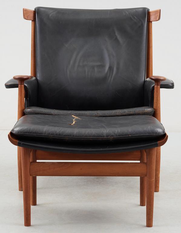 A Finn Juhl "Bwana" easy chair with ottoman, France & Son, Denmark 1960's.