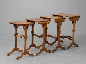 An Emile Gallé Art Nouveau nest of tables, 4 pieces, Nancy France.