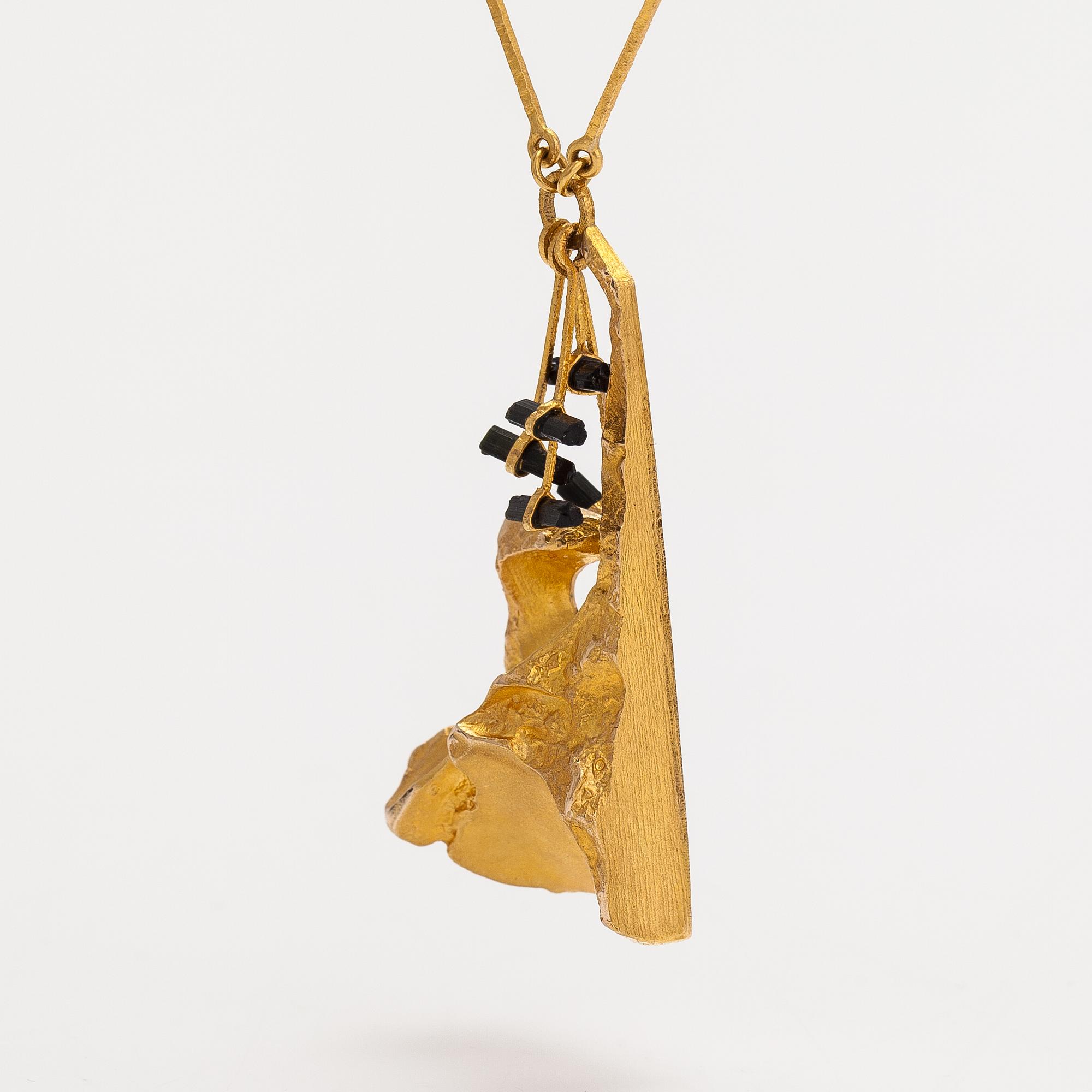 Björn Weckström, halsband "Semiramis", 14K guld och turmaliner. Lapponia 1973.