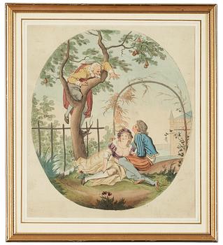 KOLORERADE GRAVYRER, 2 st, 1800-tal.