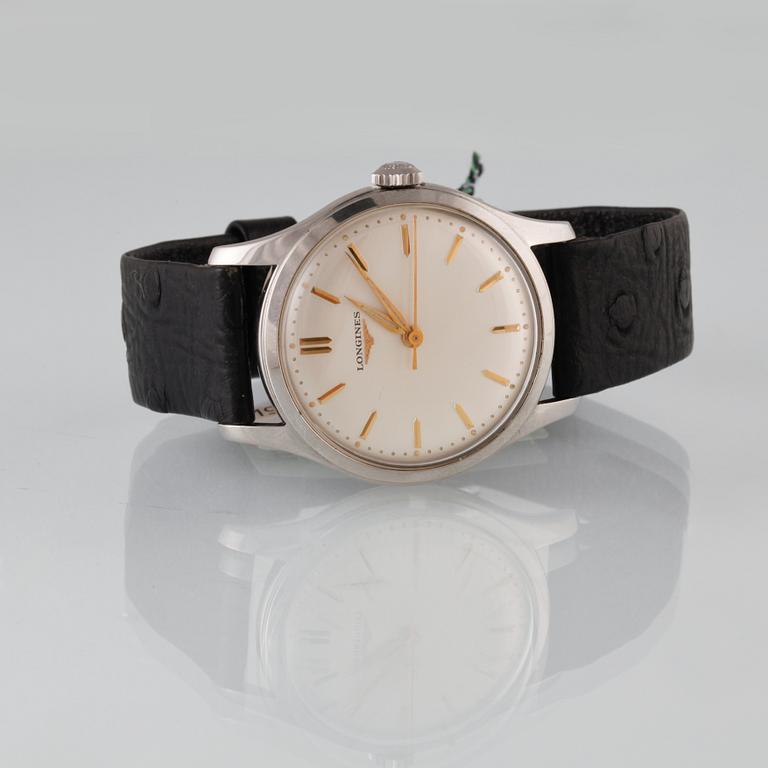 ARMBANDSUR, herr, Longines, stål, 1940/50-talet.