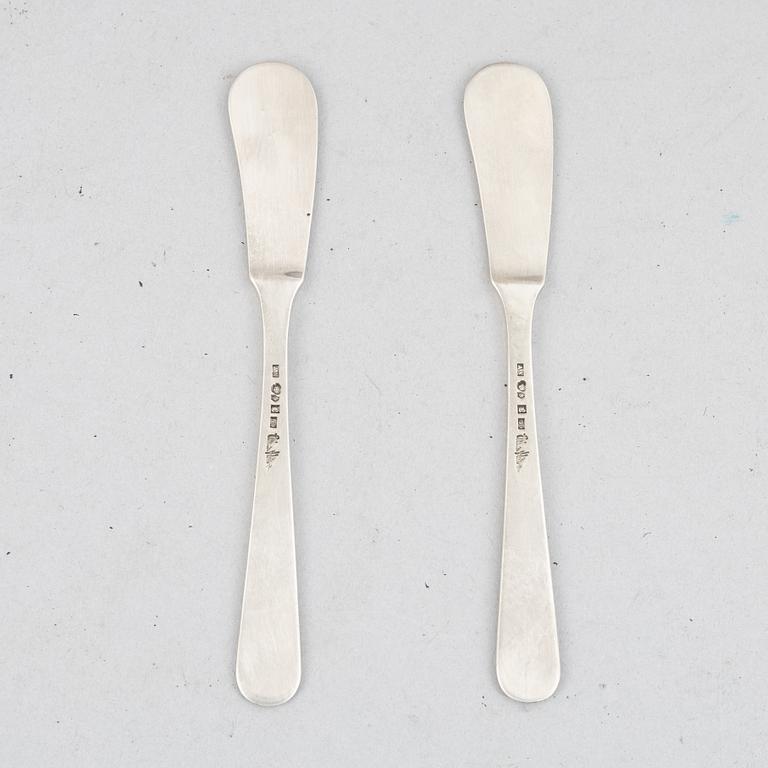Wiwen Nilsson, butter knives, a pair, silver, Anders Nilsson, Lund 1957.