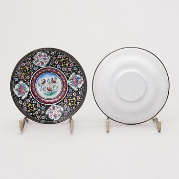 A 7-piece Persian coffee set, circa 1900.