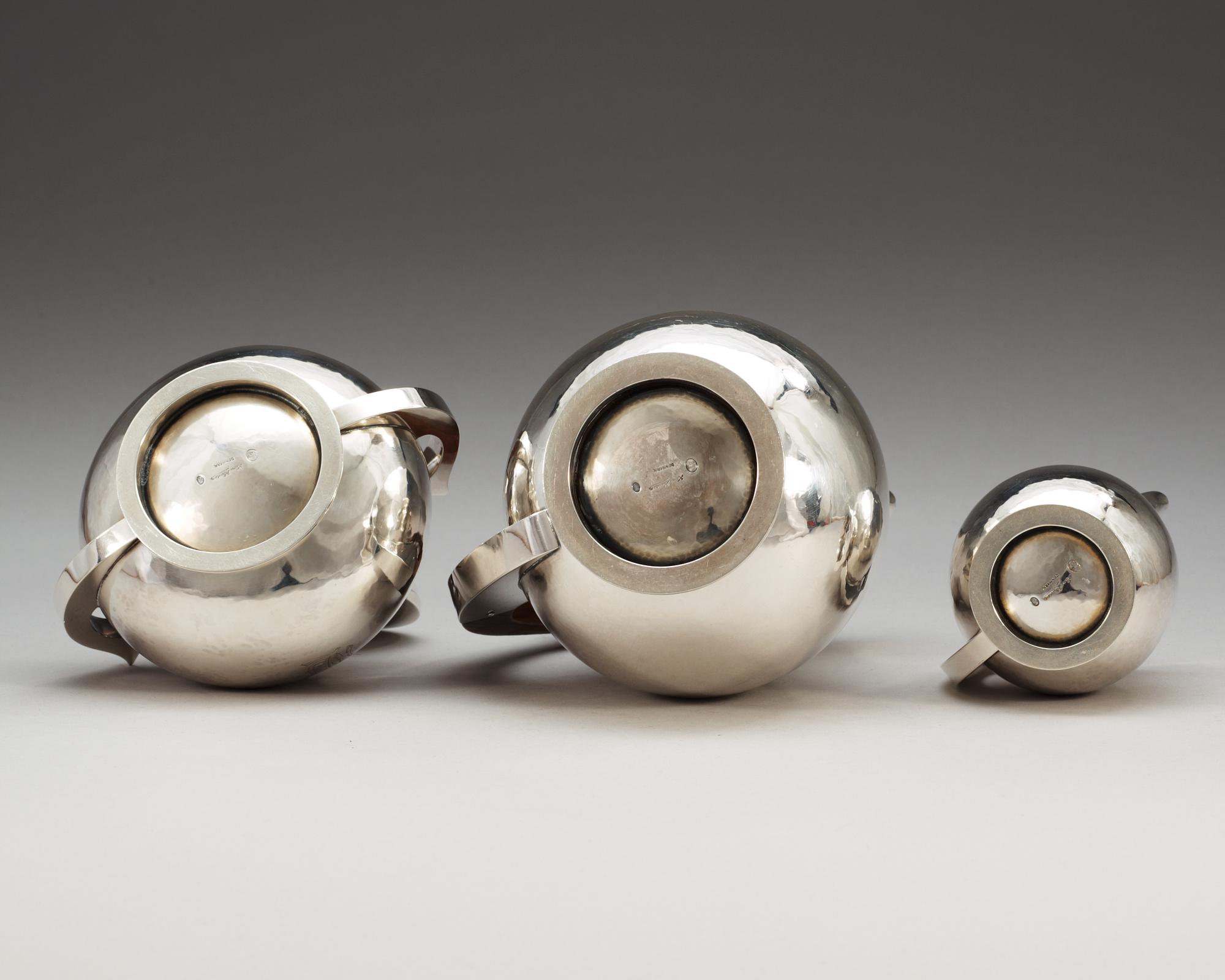 A Hans Hansen 3 pcs sterling coffee service with tray,