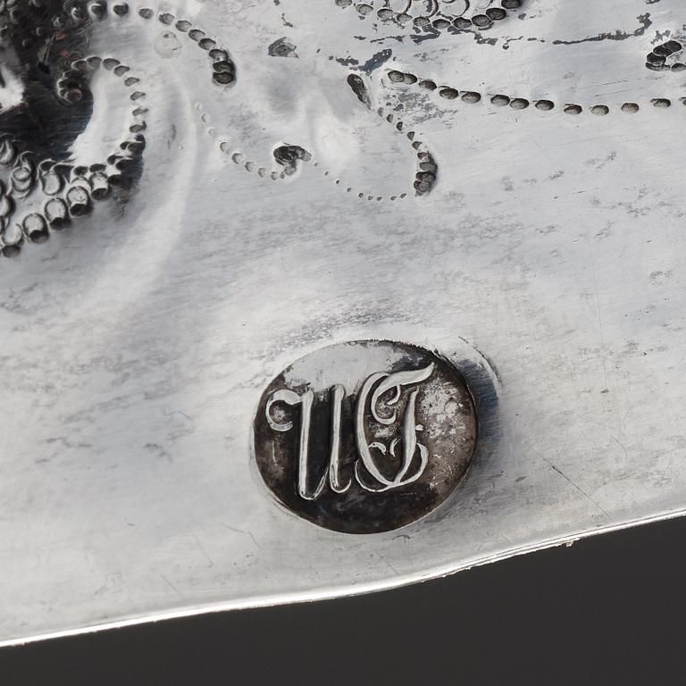 Christian Henning, presenterfat, silver, Stockholm 1706. Barock.