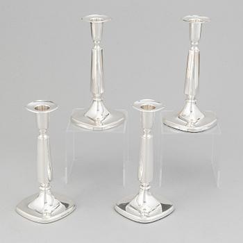Tore Eldh, four silver candlesticks, K&EC, Göteborg, 1961-70.