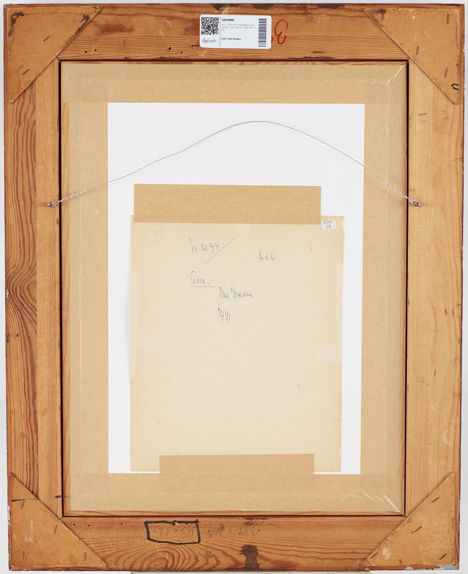 NELL WALDEN, mixed media on paper, signed and dated -71.