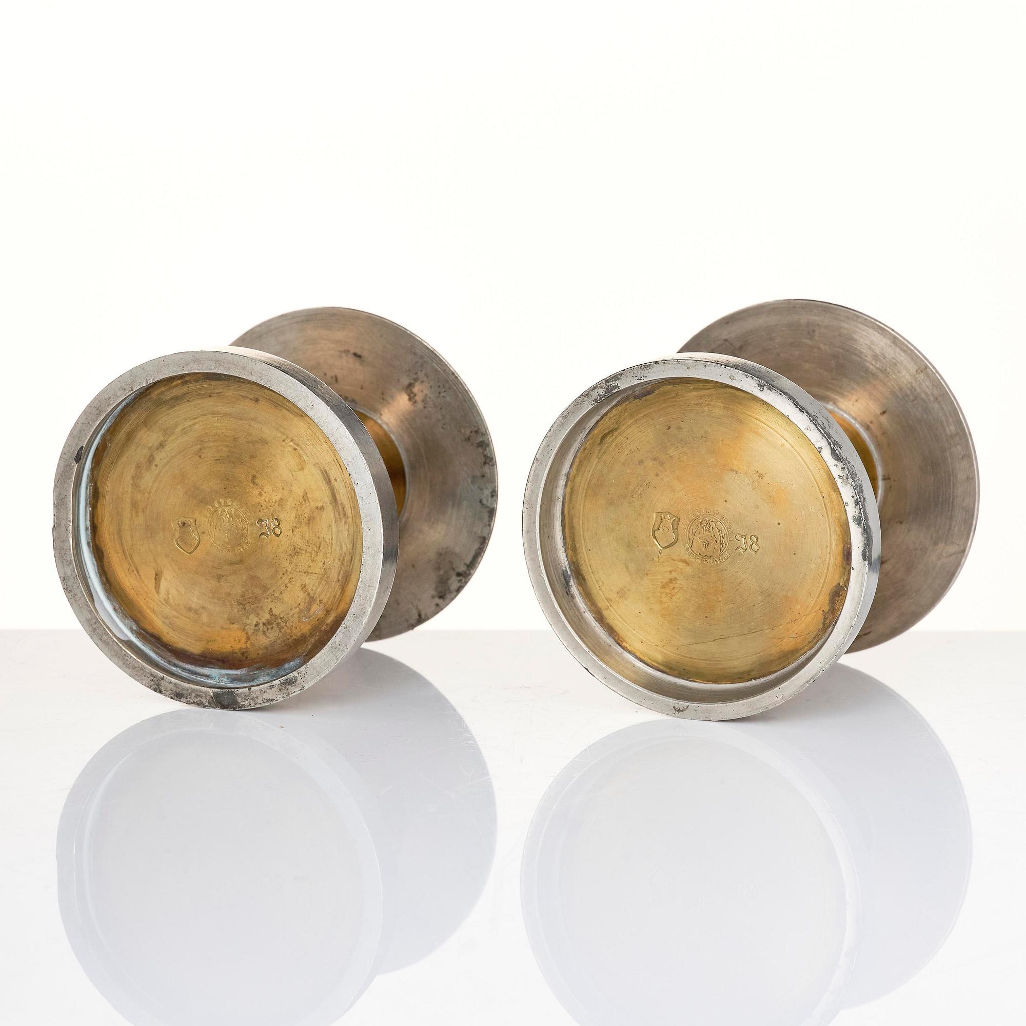 Nils Fougstedt, a rare pair of candlesticks model A 1277, Firma Svenskt Tenn, Stockholm, 1935.