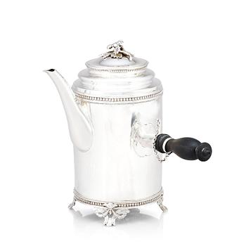 223. A Swedish Gustavian late 18th Century silver coffee pot, mark of Erik Ernander, Uppsala 1788.