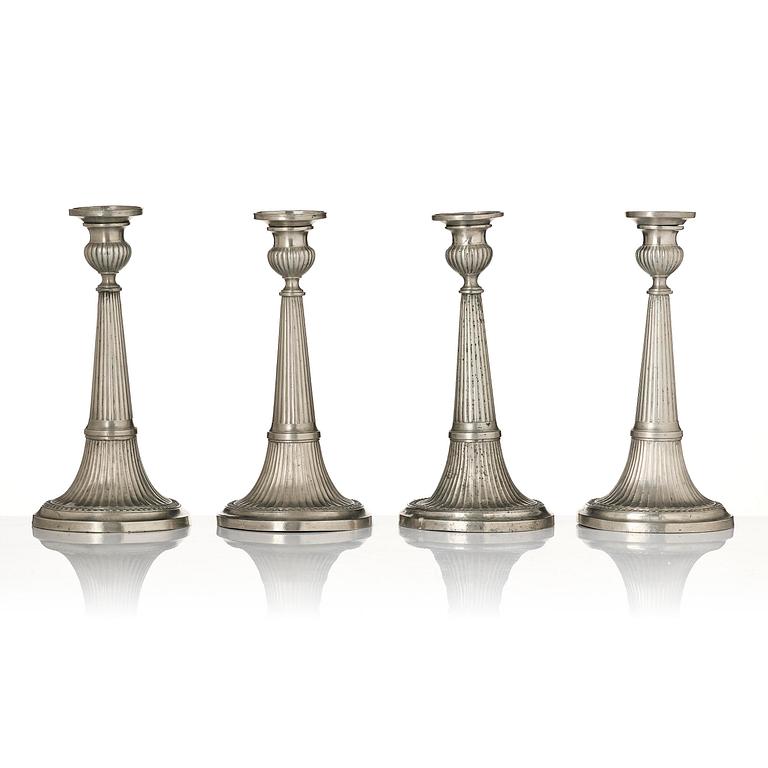 A set of four late-gustavian candlesticks by M. Artedius, Norrköping 1800.