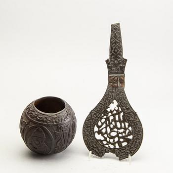 A goup of Persian objects 19th/20th Century. (6 pieces).