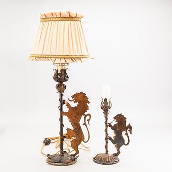 A table lamp and a candlestick, Italy, mid 20th century.