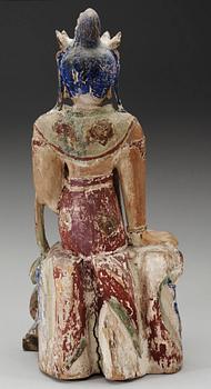 A seated wooden figure of Guanyin, Yuan/Ming dynasty.