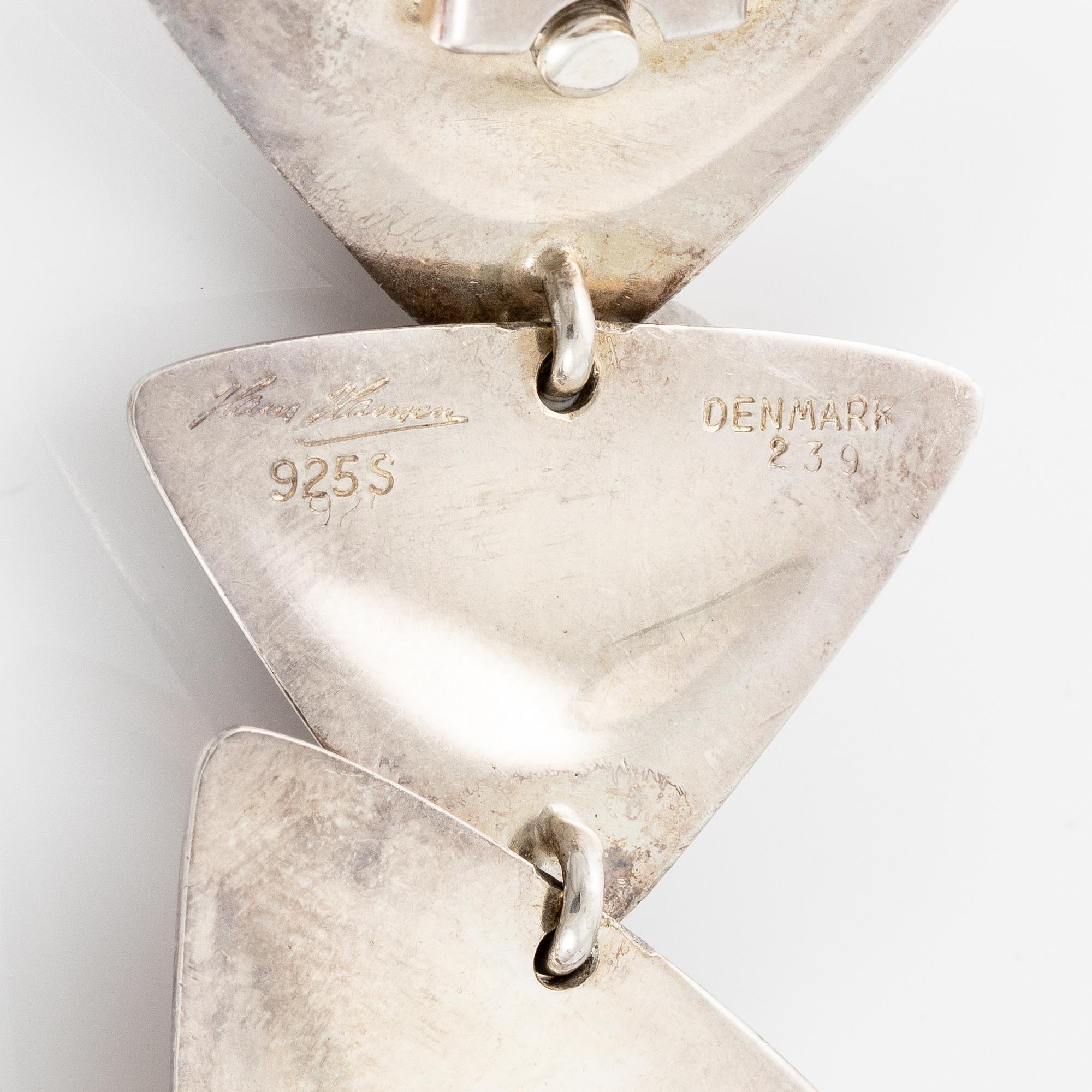 Hans Hansen, necklace and bracelet, sterling silver, Denmark.