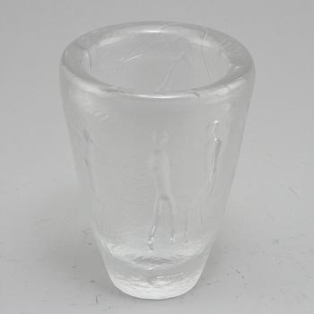 VAS och SKÅL, glas, Vicke Lindstrand, Kosta, 1900-talets mitt/andra hälft.