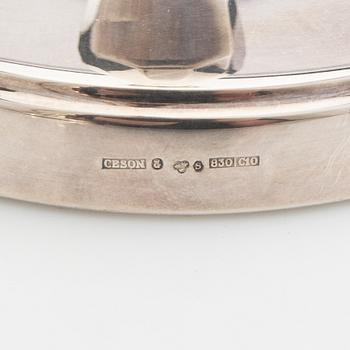 Ljusstakar, ett par, silver, Cesons, Göteborg, 1977.