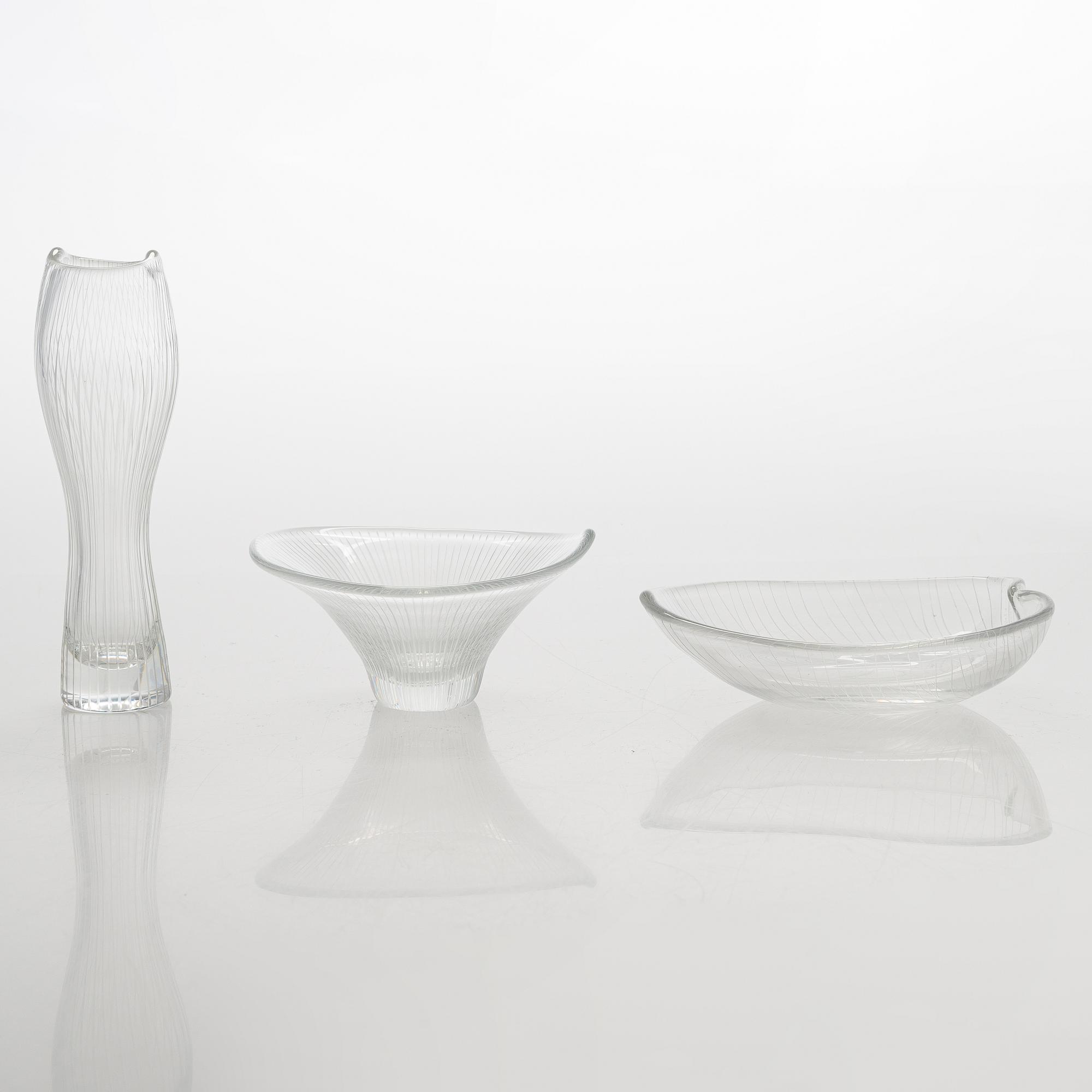 Tapio Wirkkala, konstglas, 5 st, 1950-tal, signerade Tapio Wirkkala - Iittala.
