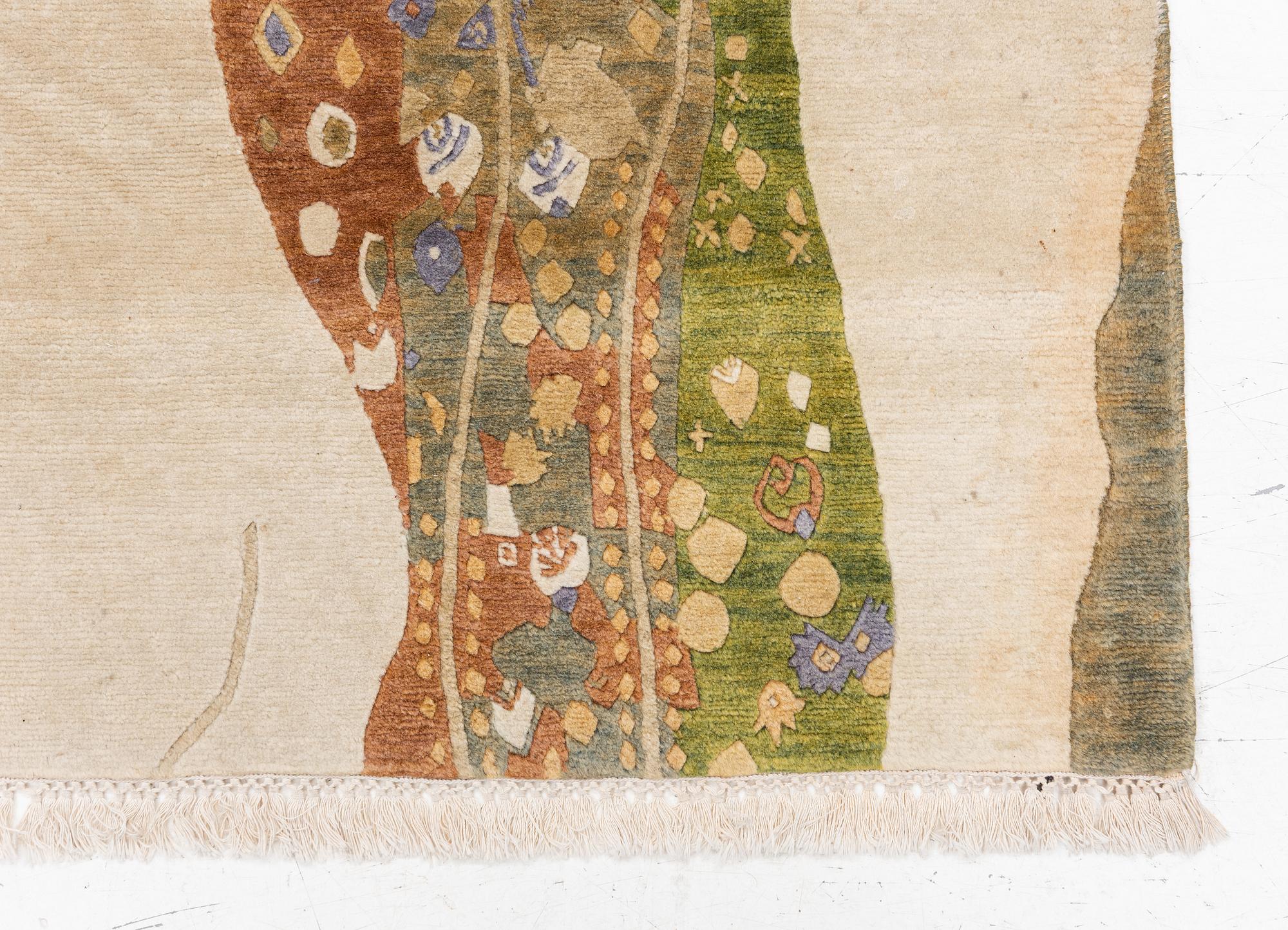 Gustav Klimt, after, a tufted rug, 'Wasserschlangen II', c. 164 x 81 cm.