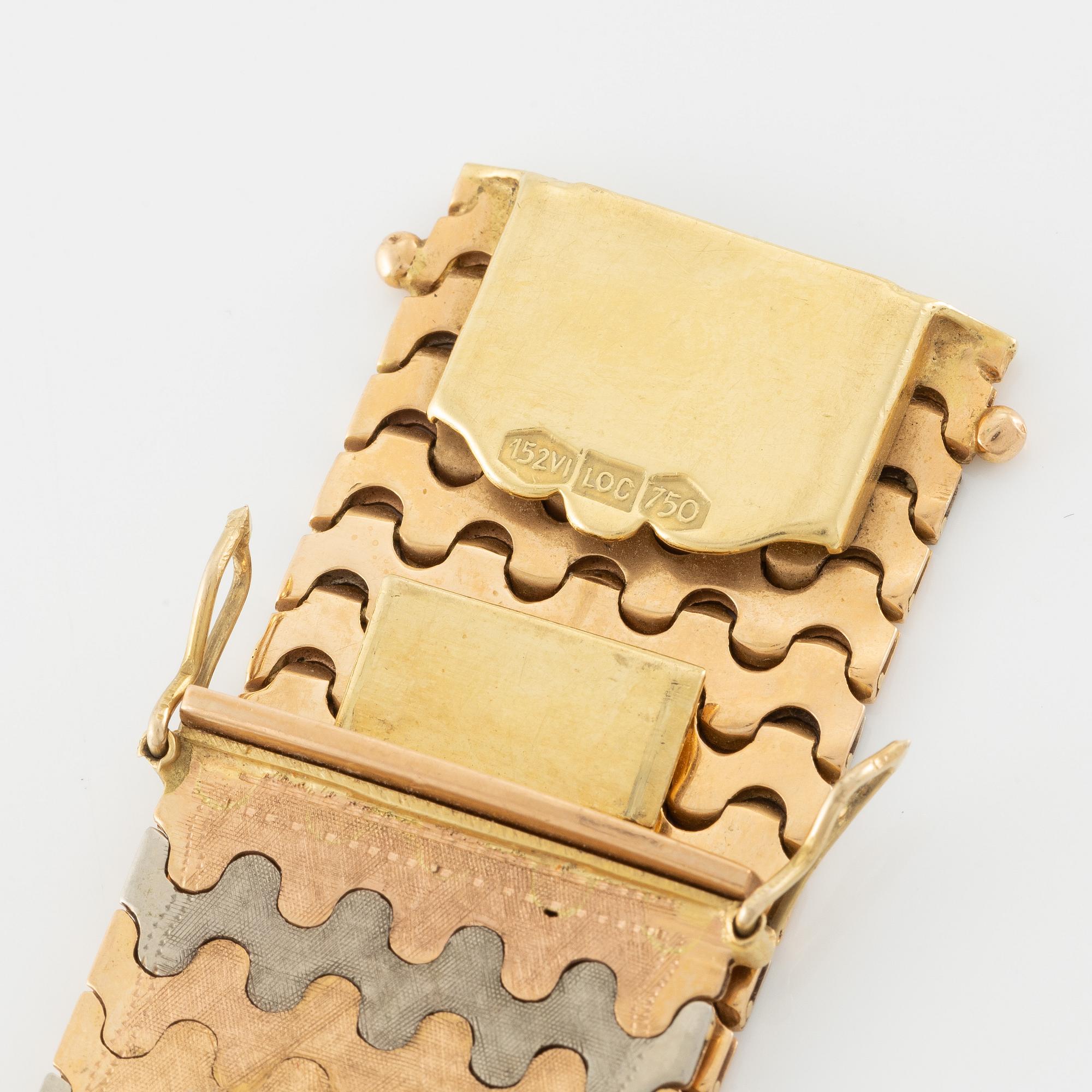 Bracelet, 18K three-colour gold, Italy.
