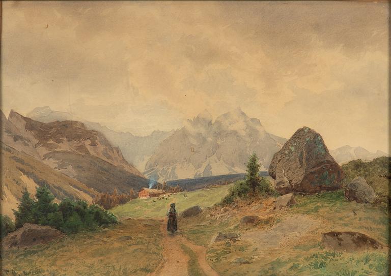 Per Daniel Holm, Alplandskap med vandrande figur.