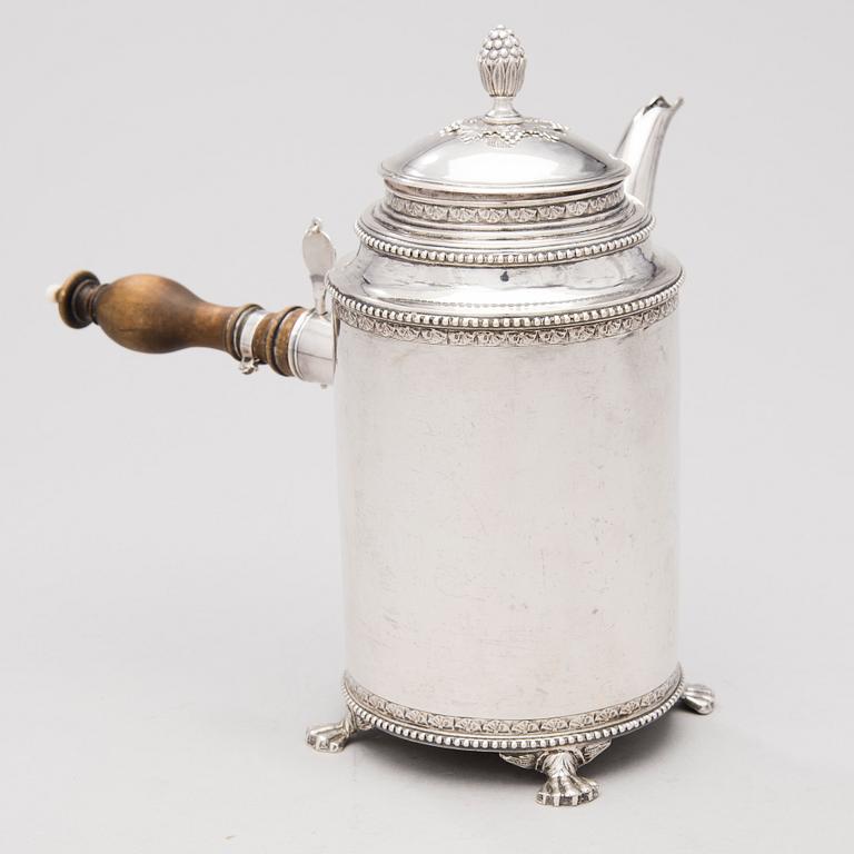 A SWEDISH SILVER COFFEE POT , silver Petter Eneroth, Stockholm 1791.