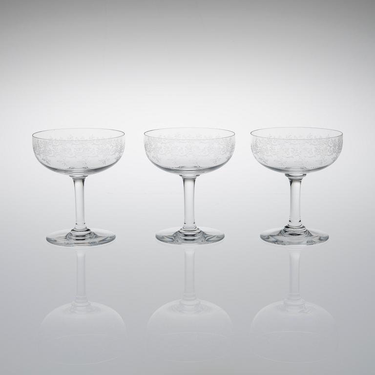 CHAMPAGNEGLAS, 10 st, Baccarat, 1900-talets slut.