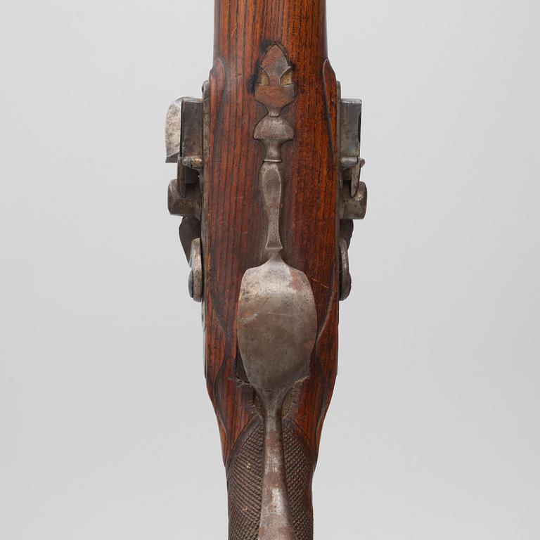 Flintlock gun, Swedish, double-barrelled, second half of the 18th century.