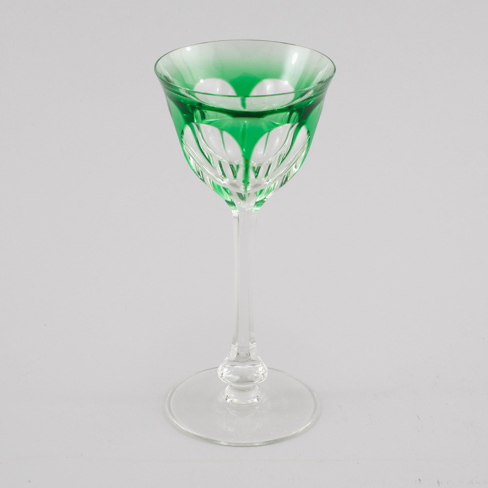 VINGLAS, 9 st, glas, Böhmisk typ, 1900-tal.