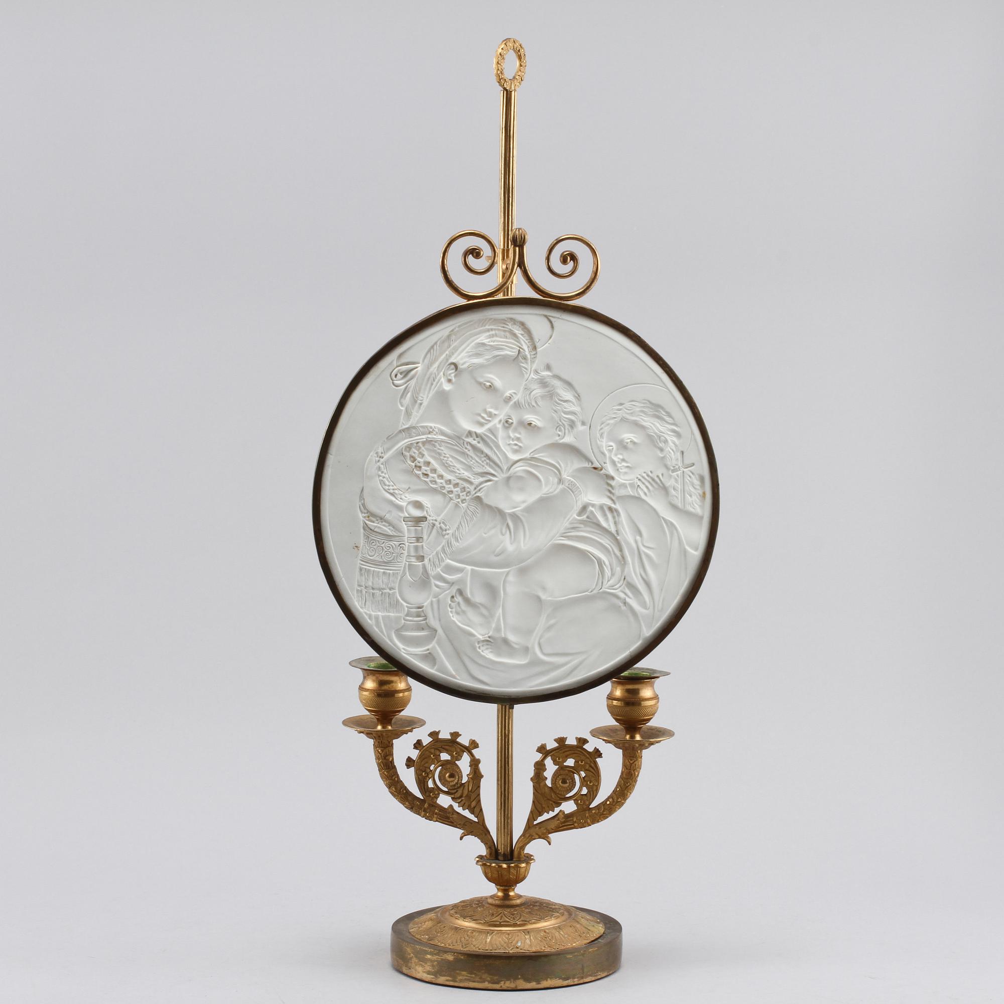 LJUSSTAKE, s.k. bouillotte, empire, 1800-talets första hälft.