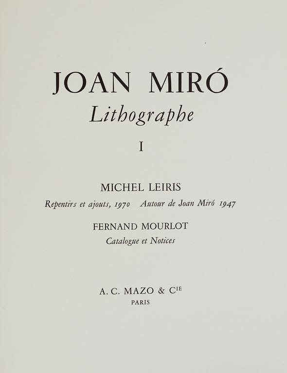 A set of two books  Joan Miró, Lithographe and  Miró Radierungen.