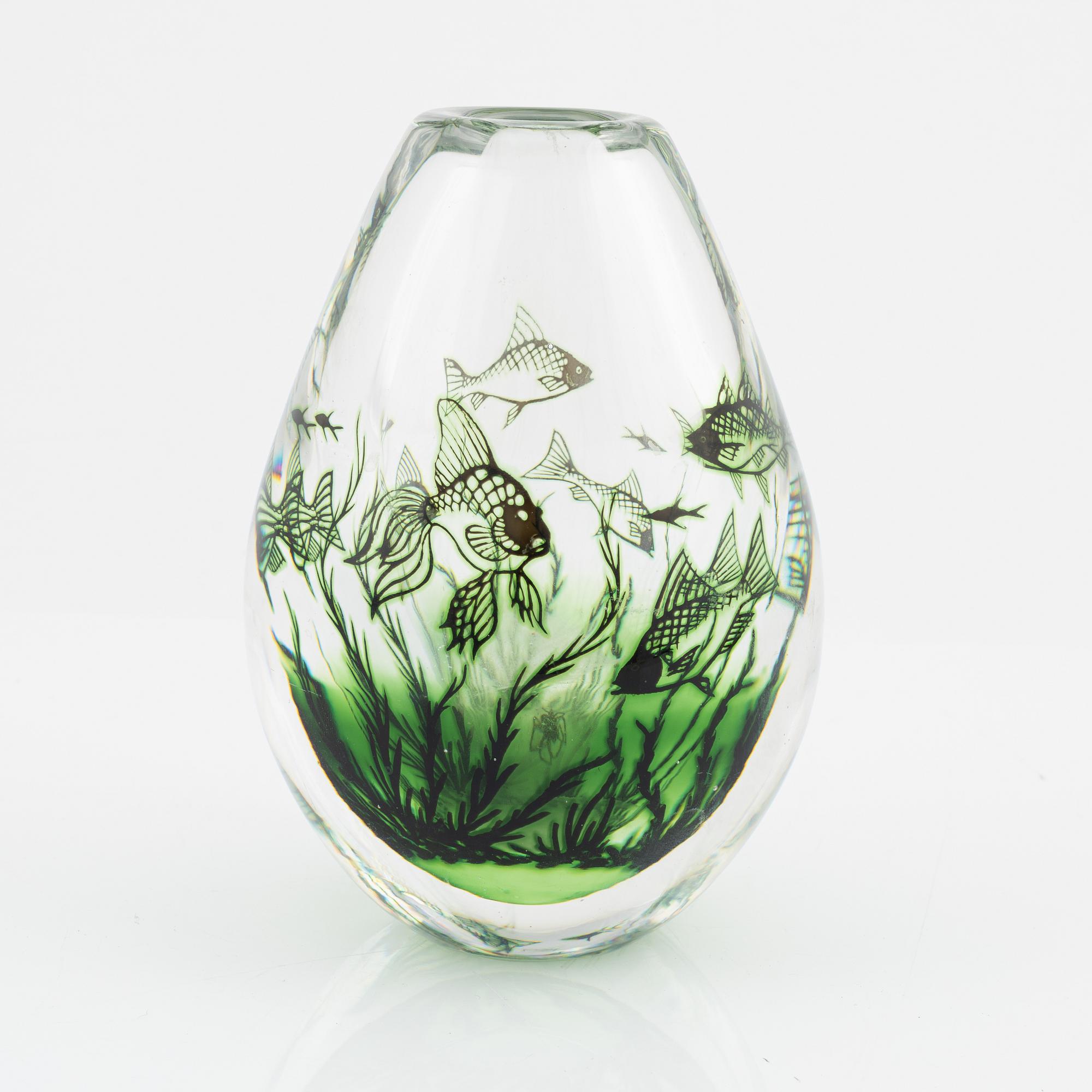 Edward Hald, a graal vase, Orrefors Sweden 1974.