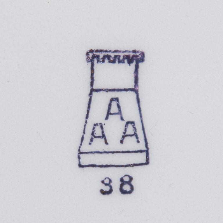 KRÄFTTALLRIKAR 6 st. och SERVERINGSFAT, flintgods, Arabia 1928-49.