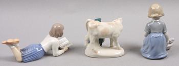 FIGURINER, 3 st, porslin, bla B&G.