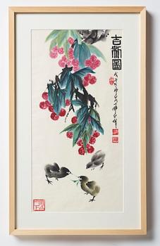 Painting by Deng Baiyuejin (1958-), 'A picture of freshness and fortune' (guxintu), signed and dated 2008.