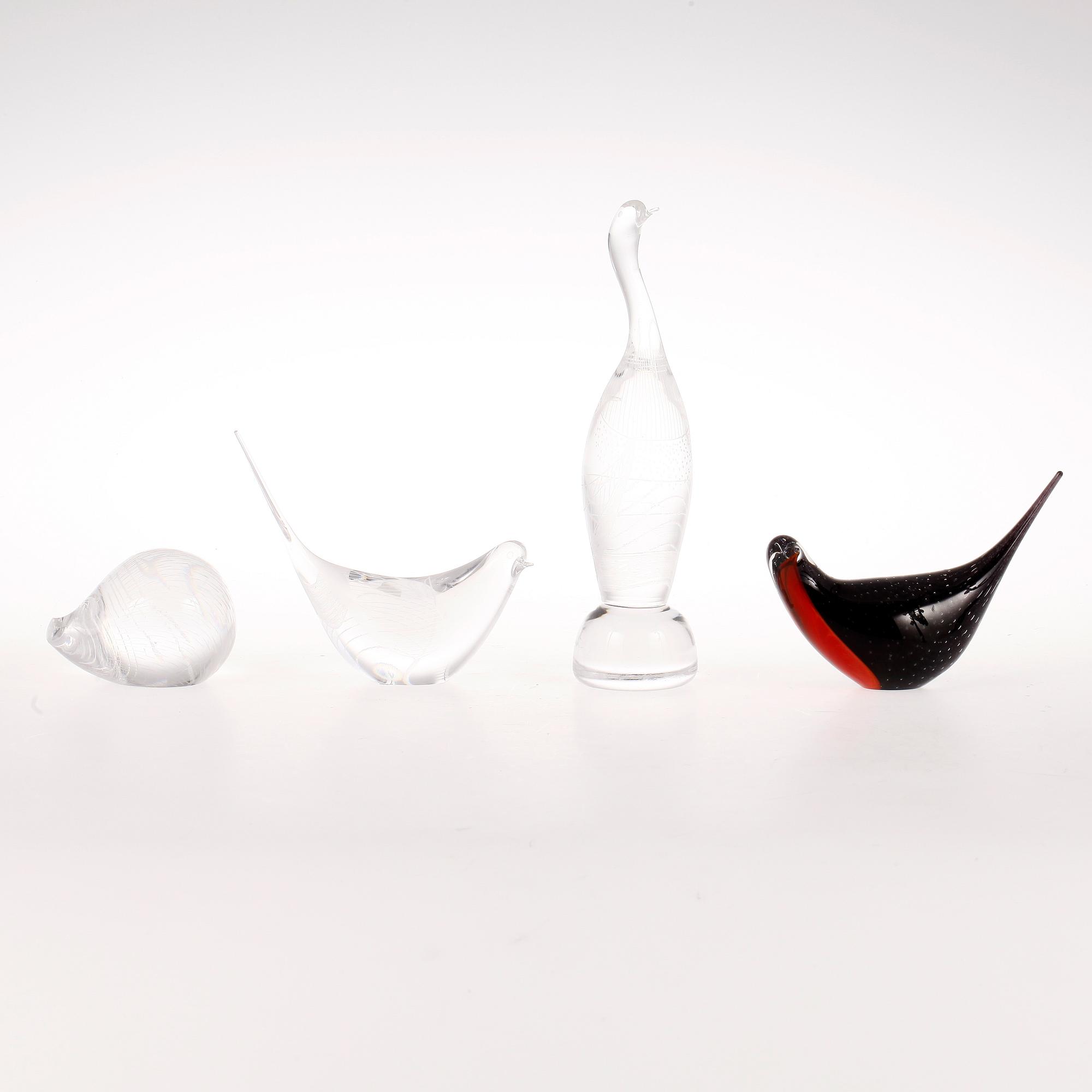 FIGURINER, 4 st, glas, Vicke Lindstrand, Kosta.