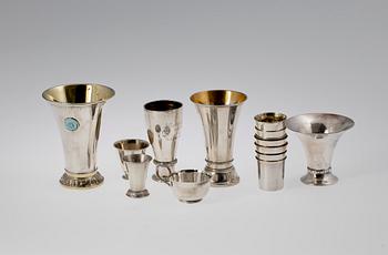 PARTI SILVER, 14 delar, 1900-tal.  Bl a GAB Stockholm 1938.