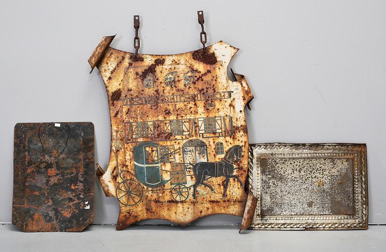 BUTIKSSKYLTAR / REKLAMSKYLTAR, 3 st, 1900-tal.