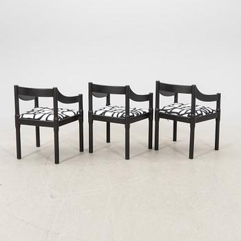 Vico Magistretti, a set of six Carimate chairs from Cassina later part of the 20th century.