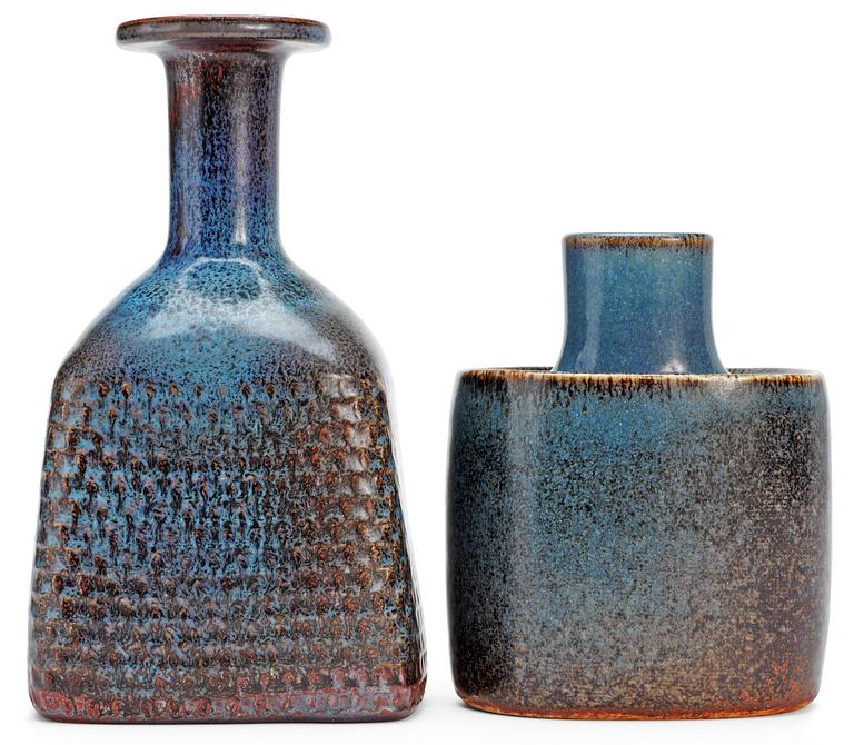 Two Stig Lindberg stoneware vases, Gustavsberg studio 1969-1971.