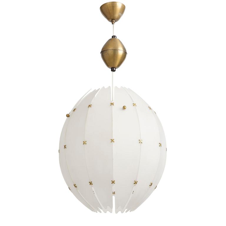 Hans Bergström, taklampa, modell "57", Swedish Modern, ateljé Lyktan, Åhus, 1950-tal.