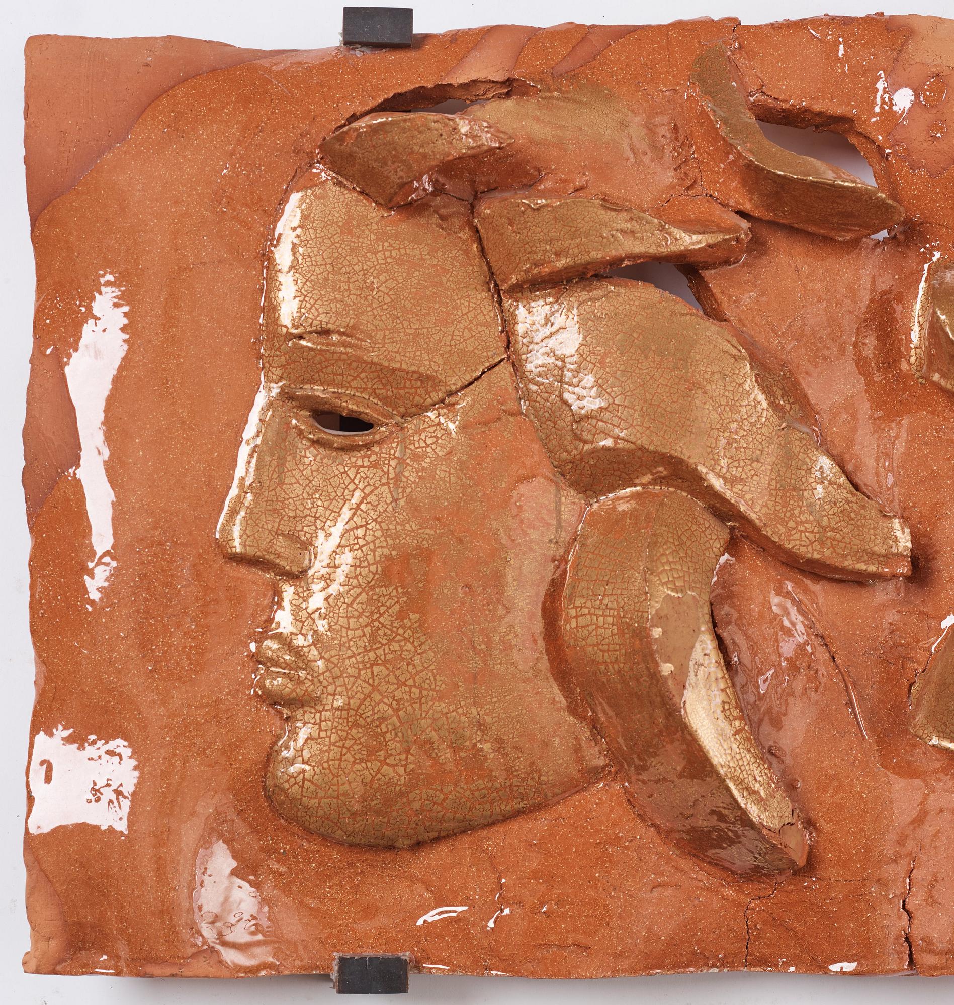 Hertha Hillfon, a ceramic wall sculpture of a face in profile, Atelier Hertha Hillfon, early 1990s.