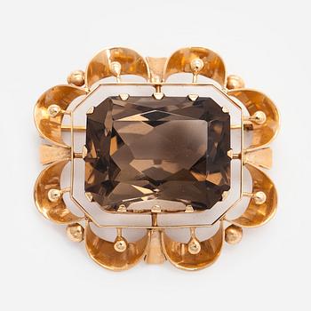 Brosch, 14K guld och rökkvarts, Helsingfors 1961.